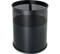 Corbeille à papier ronde en acier pour Professionnel et Bureau 15 litres - Noir