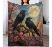 H3B8U2Y5 Corbeaux sous la Lune Plaid Oiseaux Gothiques Polaire Chaude Salon