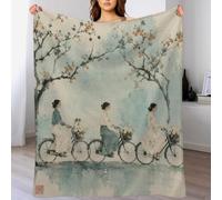 H3B8U2Y5 Cyclistes sous Les Fleurs Plaid Art Asiatique Polaire Chaude Salon