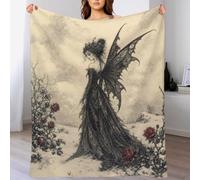 H3B8U2Y5 Fée Noire avec des Roses Plaid Ailes Noires Couverture Canape Lit