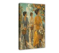H3B8U2Y5 Femmes avec velos chien Tableau sur Toile, Orangeraie Chambre