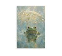 H3B8U2Y5 Grenouille Parapluie Aquarelle Tableau sur Toile, Décor Fantaisie