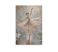 H3B8U2Y5 Jardin Aquarelle Ballerine Tableau sur Toile, Floral romantique
