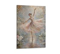 H3B8U2Y5 Jardin Aquarelle Ballerine Tableau sur Toile, Floral romantique