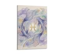 H3B8U2Y5 Poissons Koi Aquarelle Tableau sur Toile, Oeuvre orientale moderne