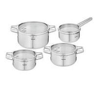 TEFAL Nordica Lot 8 pièces inox Casserole 16 cm + Faitouts 18/20/24 cm+4 couvercles verre, Induction, 2 à 5 personnes
