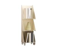 H8Q4D7N5G9 Bibliothèque Bibliothèque en Acier à 3 Niveaux, Mobile, avec roulettes, Support de Rangement Minimaliste, Coin d'accueil(Blanc)