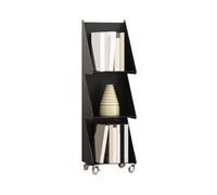 H8Q4D7N5G9 Bibliothèque Bibliothèque en Acier à 3 Niveaux, Mobile, avec roulettes, Support de Rangement Minimaliste, Coin d'accueil(Noir)