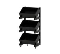 H8Q4D7N5G9 Bibliothèque Bibliothèque Mobile sur Pied en Bois avec roulettes, Support de Rangement à 3 Niveaux for Le Bureau et la Maison