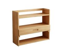 H8Q4D7N5G9 Bibliothèque Étagère de Bureau à 3 Niveaux, bibliothèque en Bambou avec tiroir, Support Rangement for Le et la Maison(Petit)