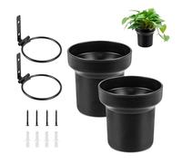 HA BIN Pots à Plantes Muraux avec Supports pour Akustikpaneel - Lot de 2 Petits Pots PP Ø10×H10 cm pour Mur, Balcon & Bureau, Décoratifs et Gain de Place