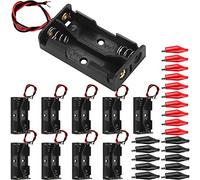 HAAMNING7 10 Pièces Supports de Pile 2x 1.5V AA, 3V Plastique Support de Batterie, Boite a Piles Coque, pour lumière LED, jouets, petit ventilateur, avec pince crocodile 20 pièces