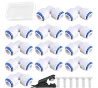 HAAMNING7 12 pièces Raccord coudé à connexion rapide 1/4 pouce Raccord coudé à emboîter 90° pour tuyau d'eau avec tête d'arrêt 1/4 pouce pour système d'osmose inverse