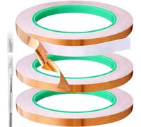 HAAMNING7 3 rouleaux de ruban de cuivre double face conducteur (20 m x 12 mm) avec outil de découpe pour circuits imprimés et loisirs créatifs