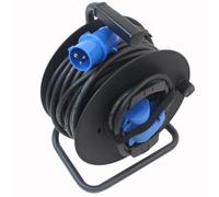 HABA Enrouleur de câble CEE 25 m 3 x 2,5 mm² H07RN-F 230 V 16 A IP44 pour camping, camping-car, caravane, bateau, rallonge avec fiche coudée CEE, coupleur et prise supplémentaire