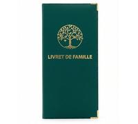 Habeygard Protege Livret de Famille Etui Pochette Housse Vert Bouteille | Protection et couverture pour livret famille au format mairie. Souple, durable. Cadeau mariage, naissance, pacs, dorure or.
