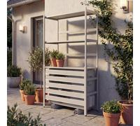 Habillage en aluminium pour climatiseur/échangeur thermique HWC-P95, cache grille de protection étagère 163x90x38cm ~ gris-blanc