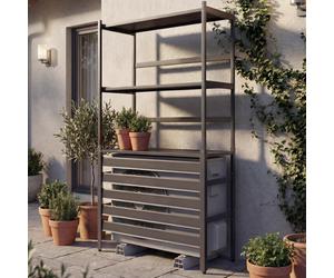 Habillage en aluminium pour climatiseur/échangeur thermique HWC-P95, cache grille de protection étagère 163x90x38cm ~ anthracite