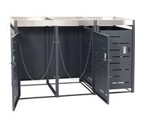 Habillage pour 3 poubelles HWC-H40b 63kg 110x175x62cm Extensible