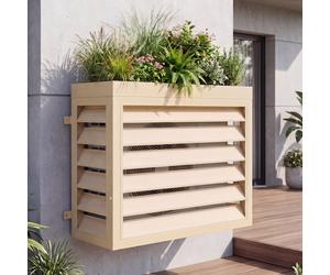 Habillage pour climatiseur/échangeur thermique HWC-O43 avec jardinière, cache, métal 80 x 97 x 38 cm ~ aspect chêne