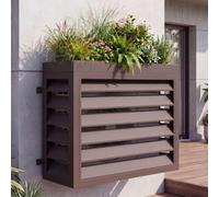 Habillage pour climatiseur/échangeur thermique HWC-O43 avec jardinière, cache, métal 80 x 97 x 38 cm ~ marron foncé