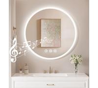 Habison Miroir de Salle de Bain avec éclairage, 80 cm, Rond, avec Bluetooth, Anti-buée, Interrupteur Tactile et Verre Anti-Explosion, 3 Couleurs de lumière à intensité Variable