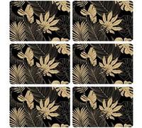 Habitable - Lot de 6 sets de table motif feuillage avec encre métallique LYRA - 30 x 45 cm - Or et noir - Lyra Noir G