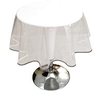 HABITABLE Nappe de Protection PVC Transparent Ronde 160 cm Biais Gris