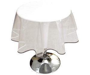 HABITABLE Nappe de Protection PVC Transparent Ronde 160 cm Biais Gris