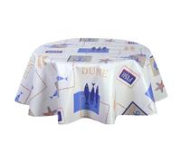 Habitable - Nappe en toile cirée ronde Dune - Diam. 135 cm - Ecru