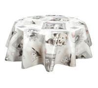 Habitable - Nappe en toile cirée ronde motifs chatons MIMI - Diam. 150 cm