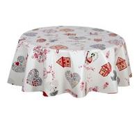 Habitable - Nappe en toile cirée ronde motifs cœur ALSACE - Diam. 135 cm - Alsace Rouge G