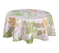 Habitable - Nappe en toile cirée ronde motifs jungle MALLORCA - Diam. 135 cm - Beige