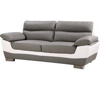 Habitat et Jardin - Canapé Droit en Cuir Reconstitué et PVC Dallas 2 Places Blanc et Gris - Canapé Fixe Design Moderne - Longeur 210 cm