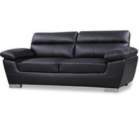 Habitat et Jardin - Canapé Droit en Cuir Reconstitué et PVC Dallas 2 Places Noir - Canapé Fixe Design Moderne - Longeur 210 cm