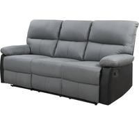 Habitat et Jardin - Canapé Relax en Simili et Tissu Lincoln 3 Places Noir et Gris Foncé - Fauteuil Relax Design Moderne - Canapé Inclinable Résistant et Confortable