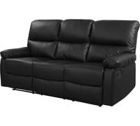 Habitat et Jardin - Canapé Relax en Simili et Tissu Lincoln 3 Places Noir - Fauteuil Relax Design Moderne - Canapé Inclinable Résistant et Confortable