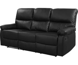 Habitat et Jardin - Canapé Relax en Simili et Tissu Lincoln 3 Places Noir - Fauteuil Relax Design Moderne - Canapé Inclinable Résistant et Confortable