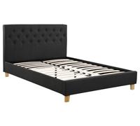 Habitat et Jardin - Lit Double Emmy en Tissu Gris Foncé 160 x 200 cm | Cadre de Lit 2 Places | Sommier et Tête de Lit Inclus | Support à Lattes en Bois