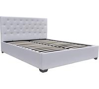 Habitat et Jardin - Lit Double Tino en Simili Blanc avec Coffre Rangements 160 x 200 cm | Cadre de Lit 2 Places Design | Sommier à Lattes et Tête de Lit Inclus