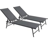 Habitat et Jardin - Lot de 2 bains de soleil Sublima - métal & textilène - 180x54x104cm - Anthracite