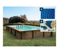Piscine bois en kit rectangle "" Tampa 145 "" - 7.20 x 4.20 x 1.44 m - Bâche à bulles 400 µ - Bâche hiver 280 g/m²
