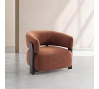 Habitat - Fauteuil en Tissu texturé et Bois Massif Finition Noyer - Terracotta Barrea