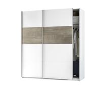 Habitdesign ARM182A Modèle Aikos Armoire 2 portes coulissantes pour chambre à coucher ou chambre, finition blanche « Artik » et chêne Alaska, dimensions : 180 x 200 x 60 cm (l x H x P).