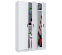 Habitdesign Armoire multifonction 3 portes 4 étagères 180 x 109 x 37 cm (H x l x P) Blanc mat