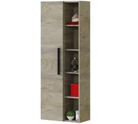 Habitdesign Athena Colonne de salle de bain suspendue 1 porte + étagères, aspect chêne Alaska Grand format