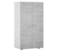 Habitdesign Meuble à chaussures étroit 2 portes, modèle Star, finition blanc brillant et gris ciment, dimensions 103 cm (hauteur) x 55 cm (largeur) x 36 cm (profondeur)