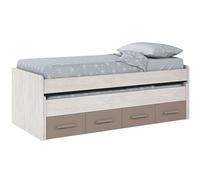 Habitdesign Modèle Ares Lit gigogne pour adolescent, 2 lits et 2 tiroirs, finition en blanc Alpes et basalte, dimensions : 198 x 69 x 96 cm (l x H x P).