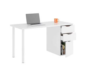 Habitdesign Modèle Athéna Table d'ordinateur réversible avec 2 tiroirs et 1 porte, finition blanche « Artik », dimensions : 138 x 60 x 74 cm (l x P x H).