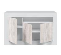 Habitdesign Modèle Baltik Buffet 3 portes pour salon, meuble d'appoint, finition Blanc « Artik » et blanc « Velho », dimensions : 144 x 87 x 42 cm (l x H x P).